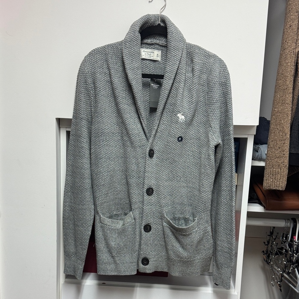 Men's Gray Shawl Collar Sweater